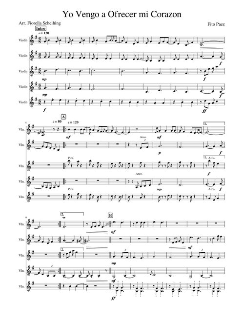 Yo Vengo a Ofrecer mi Corazon-QUINTETO DE VIOLINES