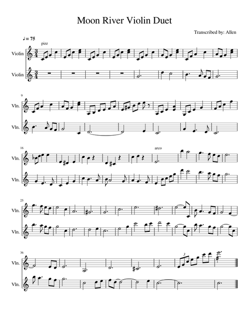 Moon River Violin Duet