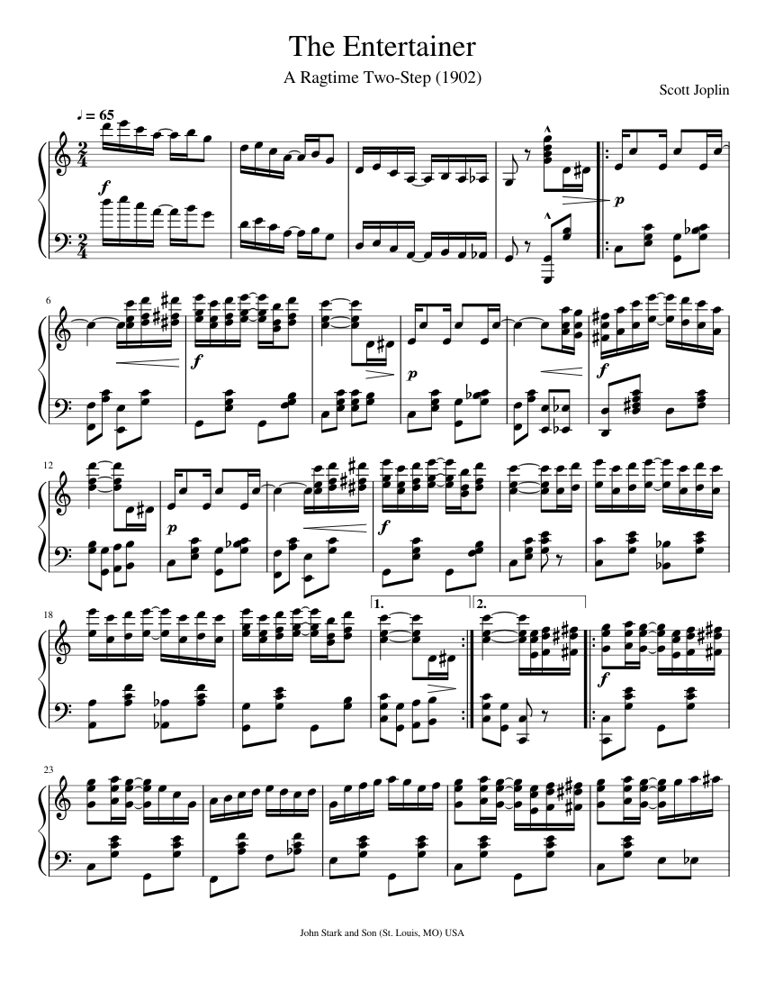 The Entertainer by Scott Joplin (1902) Sheet music for Piano (Solo ...