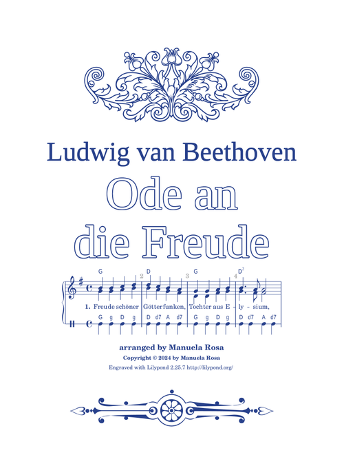 Ode an die Freude (Beethoven, Europahymne) (Arr. Manuela Rosa) - Ludwig Van Beethoven (Piano Chords-Lyrics)