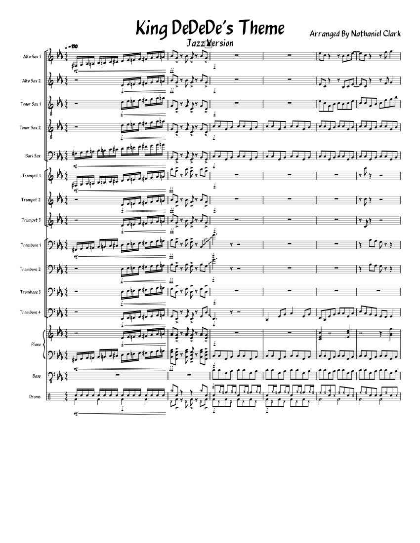 King_DeDeDe's_Theme Sheet music for Piano, Trombone, Saxophone alto