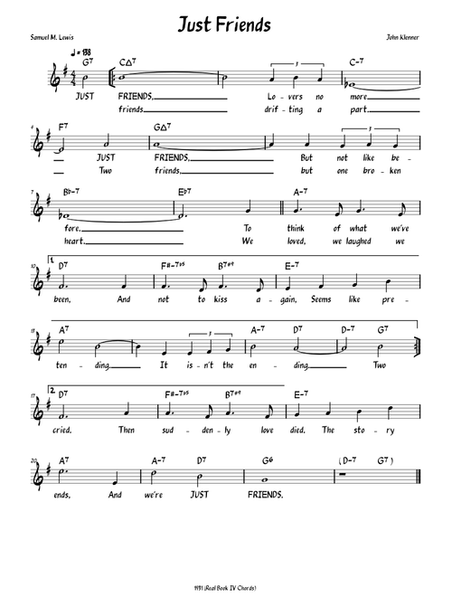 Just Friends (Lead sheet with lyrics )