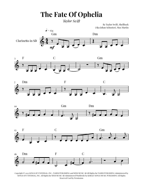 The Fate Of Ophelia (Arr. Glauco Fernandes) - Taylor Swift (Clarinet Solo)