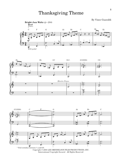 Thanksgiving Theme - Vince Guaraldi (Piano Transcription)