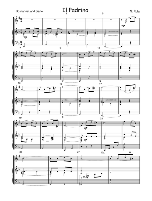 The Godfather (Main Theme) (Arr. Teresio Alberto) - Nino Rota (Clarinet and Piano)