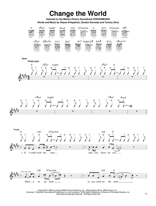 Change The World - Eric Clapton, Wynonna (Easy Guitar)