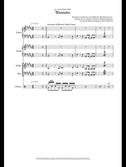 Wannabe (Arr. Daryl McKenzie) - Spice Girls (Small Ensemble)