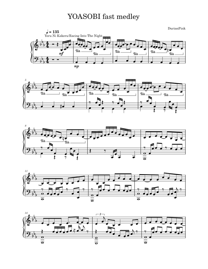 YOASOBI Fast Medley Sheet music for Piano (Solo) | Musescore.com