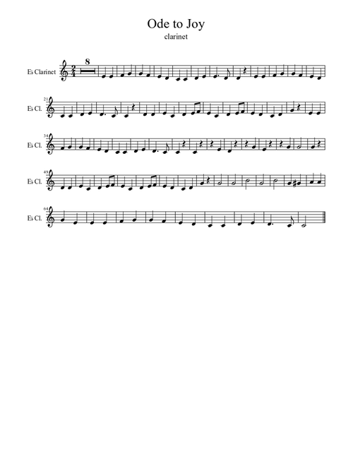 Ode to Joy - Clarinet