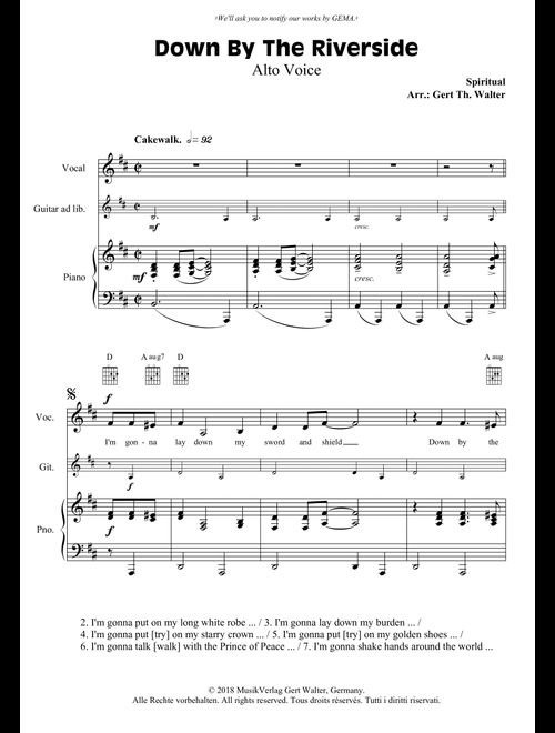 Down By The Riverside (Arr. Gert Th. Walter) - Spiritual (Vocal Solo)
