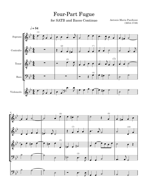 Fugue for 4 Voices and Basso Continuo – Antonio Maria Pacchioni