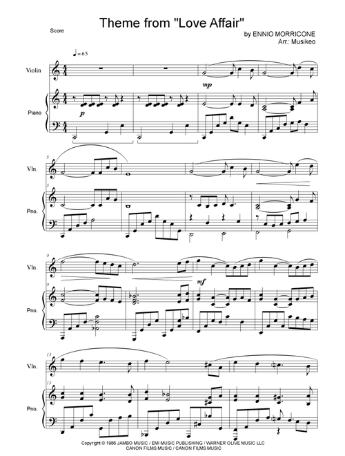 Love Affair (title Theme) (Arr. Musikeo) - Ost (original Soundtrack) (Violin and Piano)