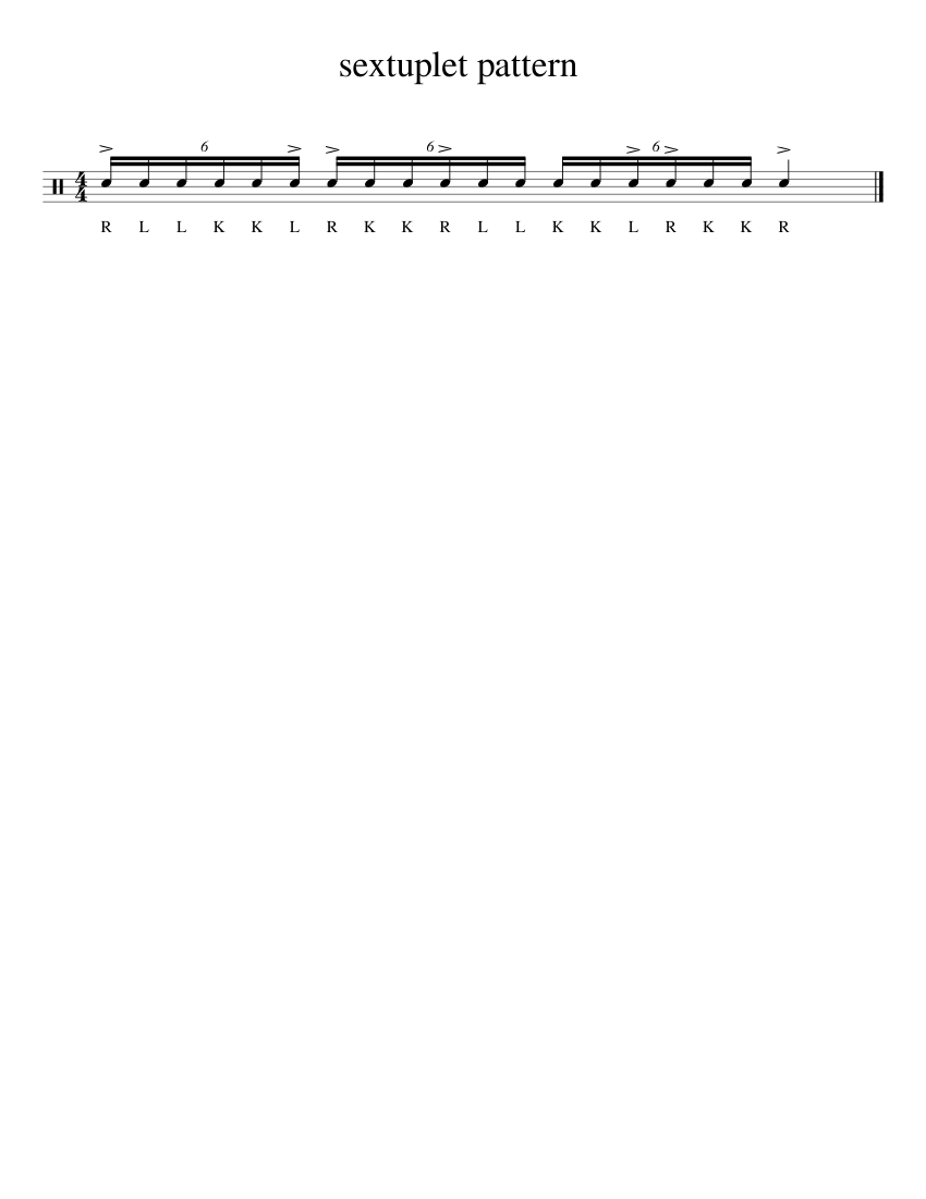 Sextuplet pattern Sheet Music for Snare drum (Solo) | MuseScore.com