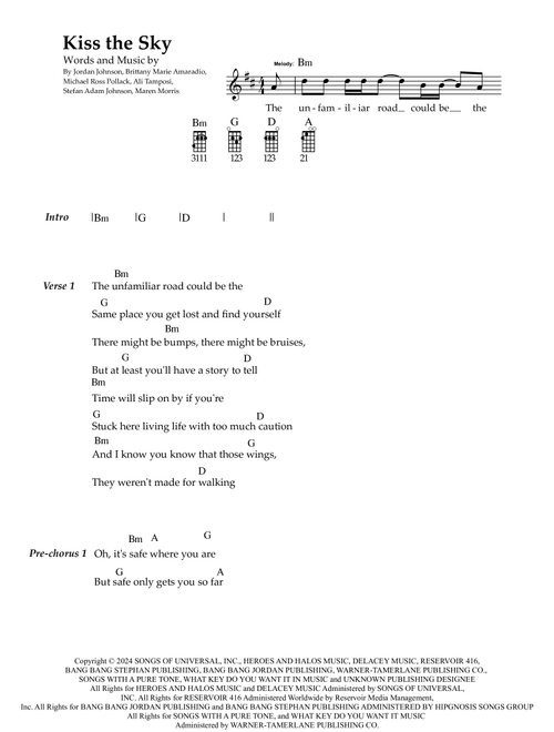 Kiss The Sky (Arr. Eden Armstrong) - Maren Morris (Ukulele Chords-Lyrics)
