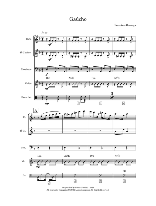 Gaúcho - Corta Jaca (Arr. Lucas Narciso) - Chiquinha Gonzaga (Small Ensemble)