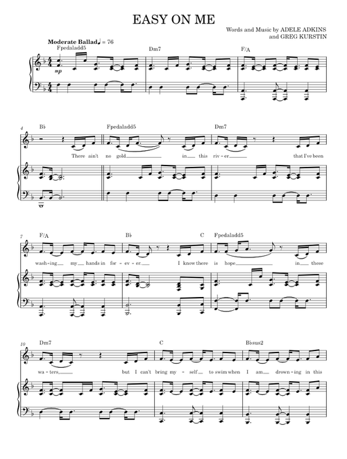 Easy On Me - Adele (Piano Vocal)