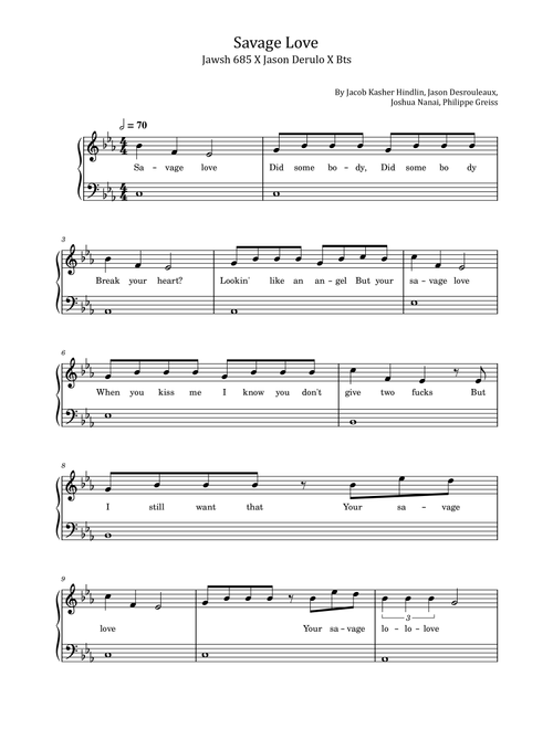 Savage Love (Arr. poon) - Jawsh 685 x Jason Derulo x BTS (Easy Piano)