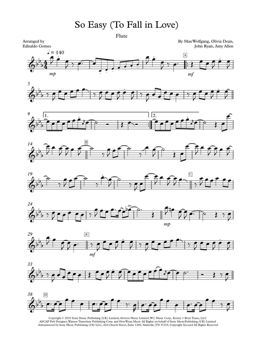 So Easy (To Fall In Love) (Arr. Ednaldo Gomes) - Olivia Dean (Flute Solo)
