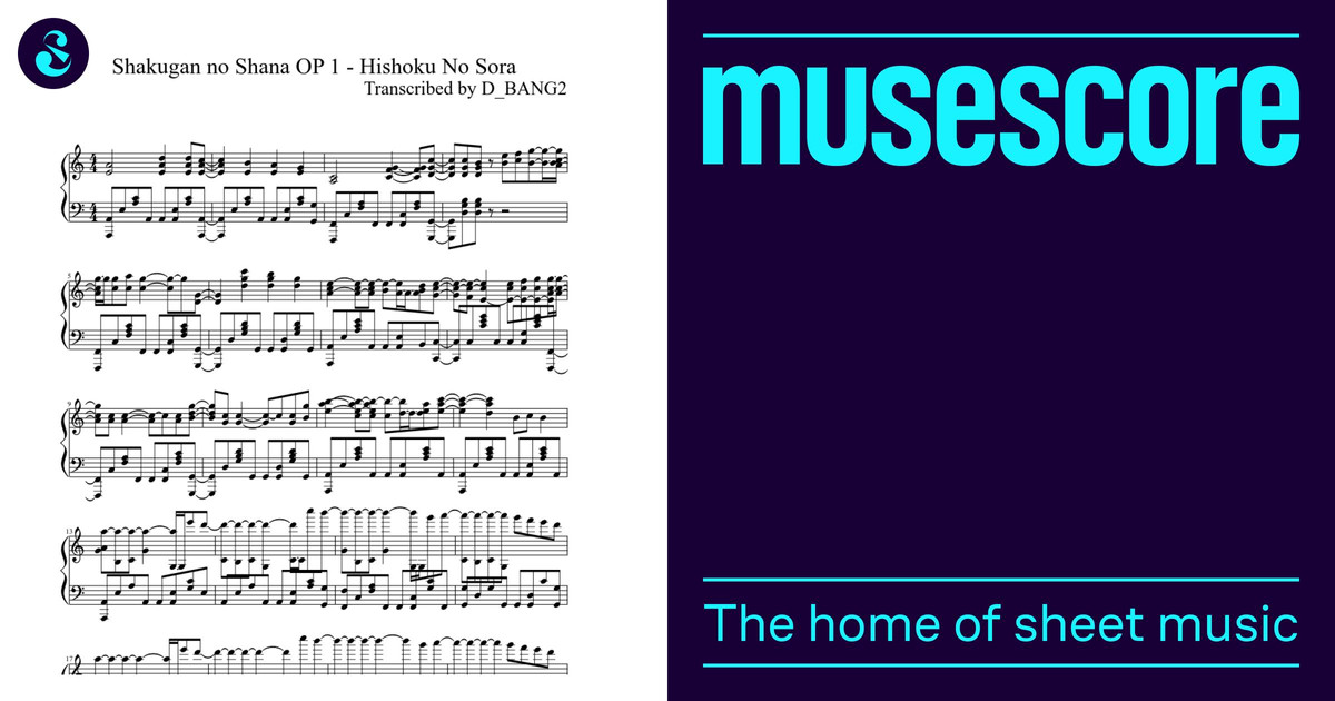 Shakugan no Shana OP 1 - Hishoku No Sora Sheet Music for Piano