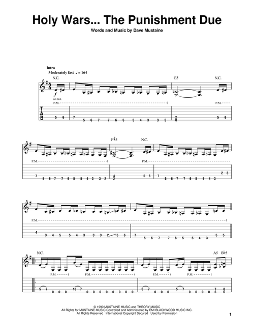 Holy Wars...The Punishment Due - Megadeth (Guitar Tab Play-Along)