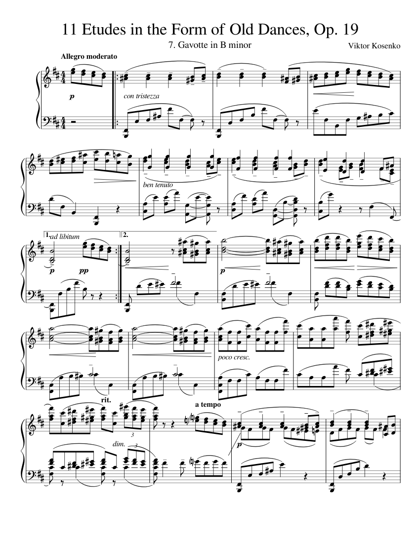 Kosenko, Viktor – 11 Etudes in the Form of Old Dances, Op.19 – 7