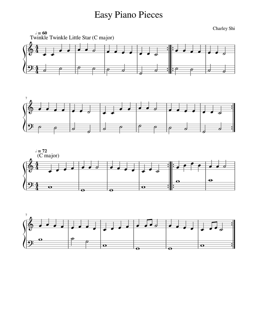 Easy Piano Pieces Sheet music for Piano Solo Musescore