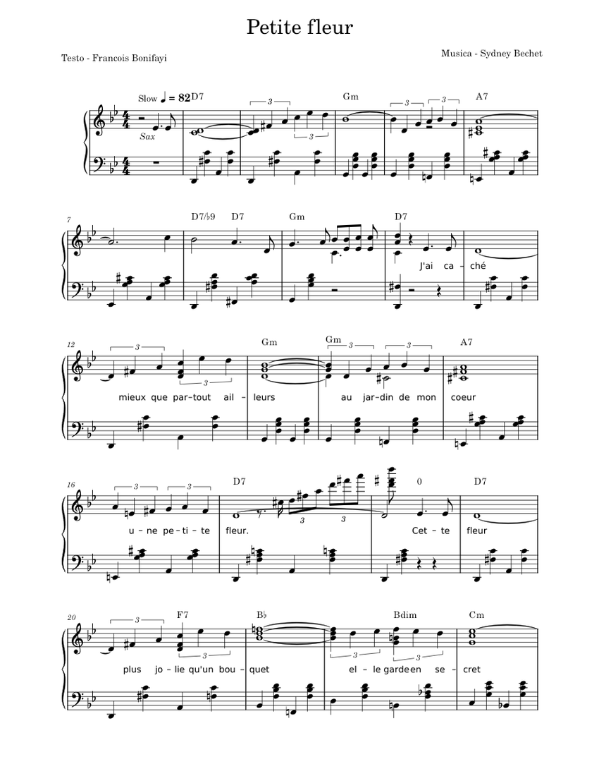 Petite Fleur Sidney Bachet Sheet Music With Chords For Piano Solo petite-fleur-sidney-bachet-sheet-music-with-chords-for-piano-solo