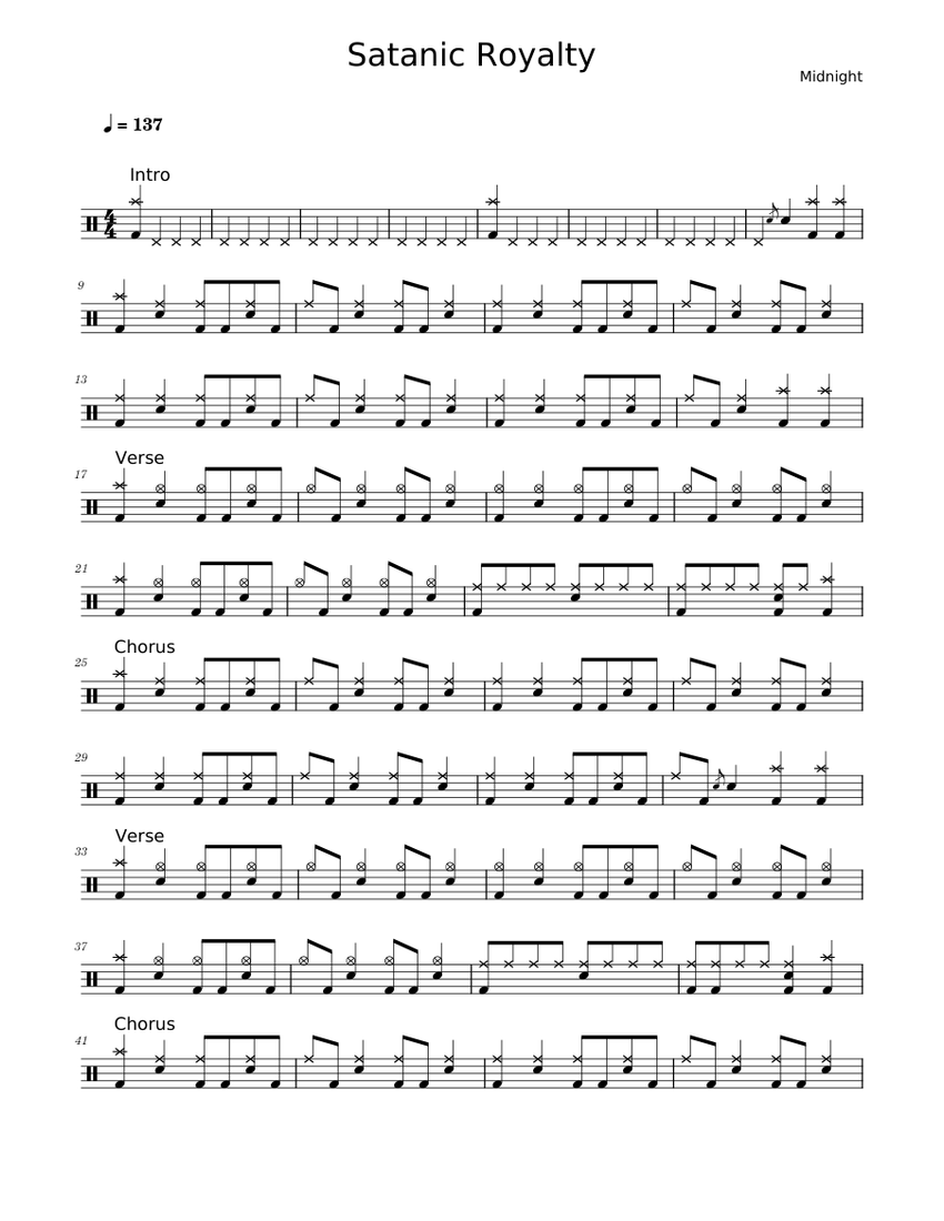 Satanic Royalty – Midnight Sheet music for Drum group (Solo ...