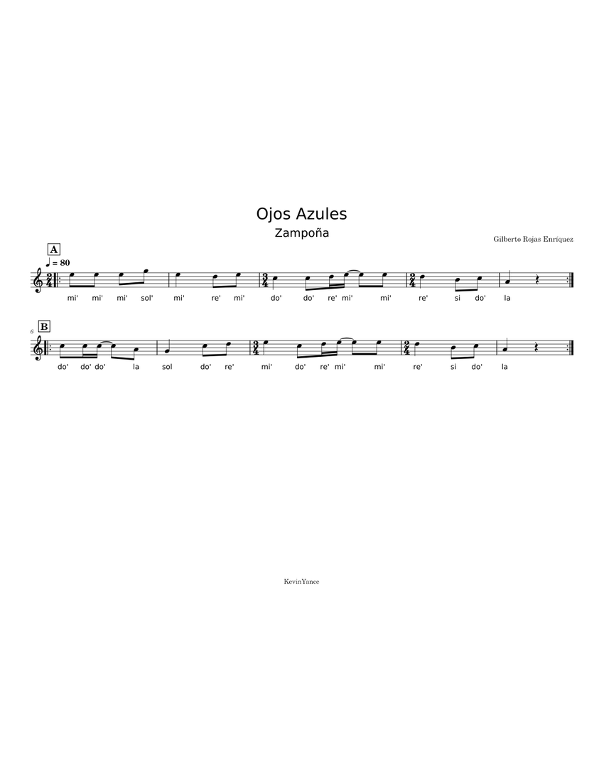 Ojos Azules Gilberto Rojas Enríquez piano tutorial
