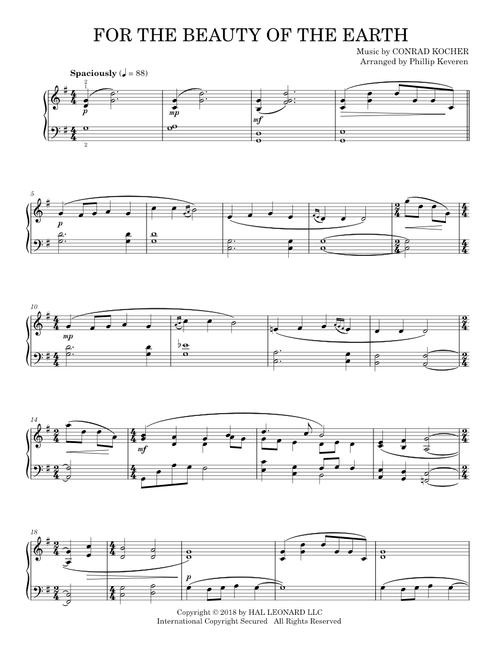 For the Beauty of the Earth - John Rutter (Piano Solo)