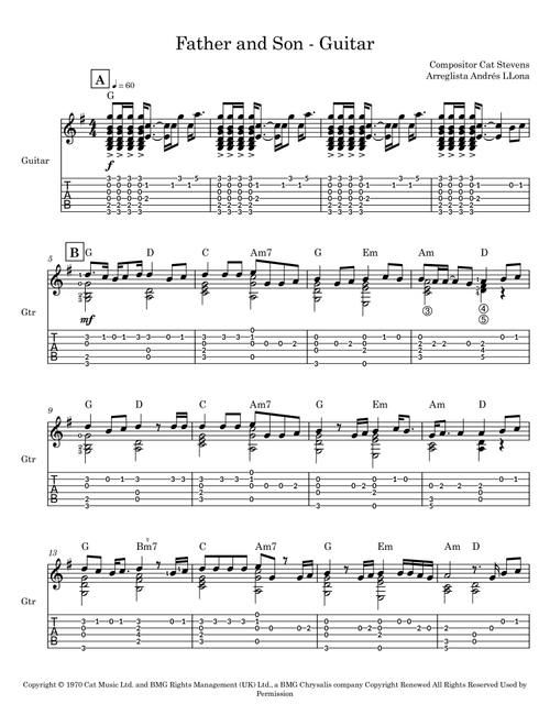 Father And Son (Arr. Andres LLona) - Boyzone (Solo Guitar)