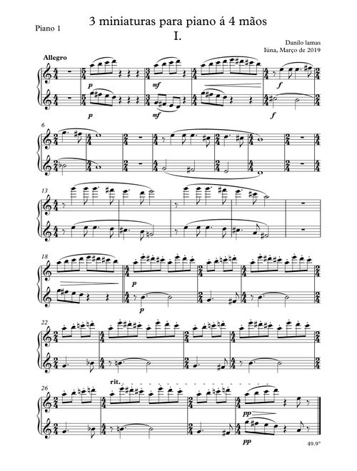 Three miniatures for piano four hands - Danilo Lamas (Instrumental Duet)