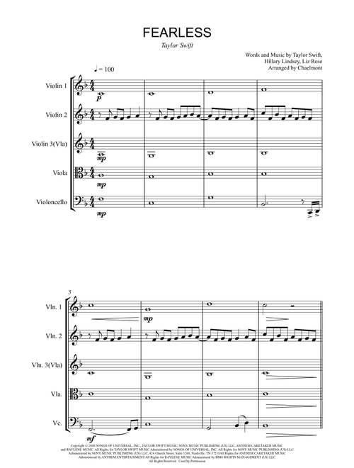 Fearless (Arr. chaelmont) - Taylor Swift (String Quartet)