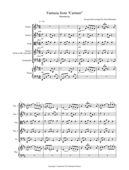 Intermezzo (Fantasia from Carmen) for String Quartet (Arr. David Burndrett) - Georges Bizet (String Quartet)