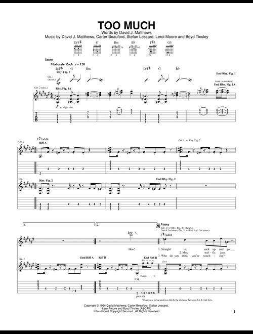 Too Much - Dave Matthews Band (Guitar Tab)