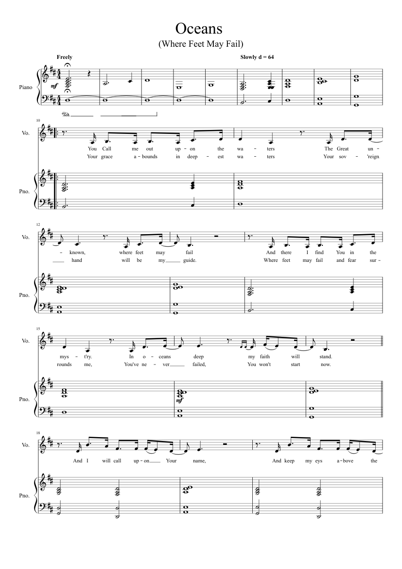 Raramente Encadenar vapor Oceans Sheet music for Piano (Solo) | Musescore.com
