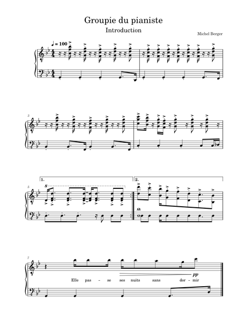 La groupie du pianiste - Introduction du piano | Michel Berger