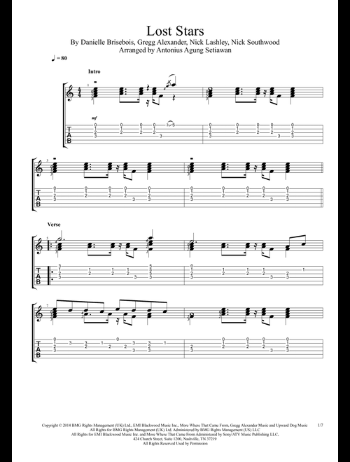 Lost Stars (Arr. Antonius Agung Setiawan) - Maroon 5 (Guitar Tab)