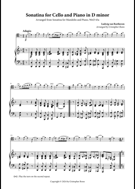 Free Sonatina For Cello And Piano In D Minor, Woo 43A by Ludwig