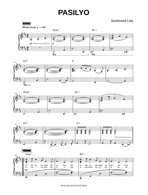 Pasilyo - Sunkissed Lola (Piano)