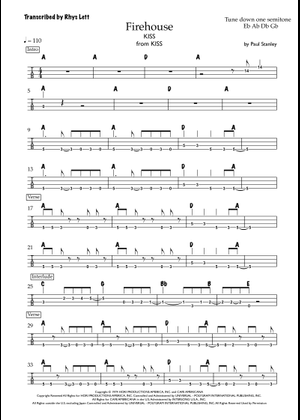Play Official version of Firehouse Sheet Music by KISS for