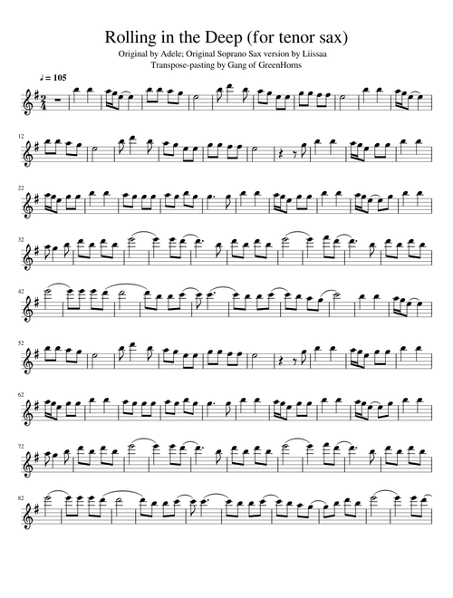 Rolling in the Deep (for tenor sax)