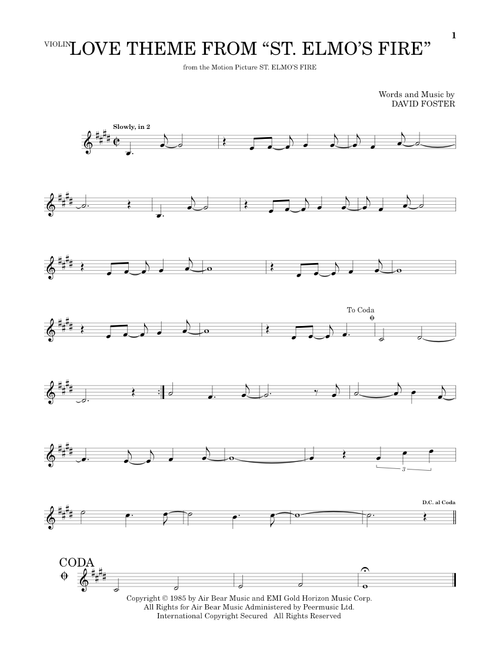 Love Theme From "St. Elmo's Fire" - David Foster (Violin Solo)