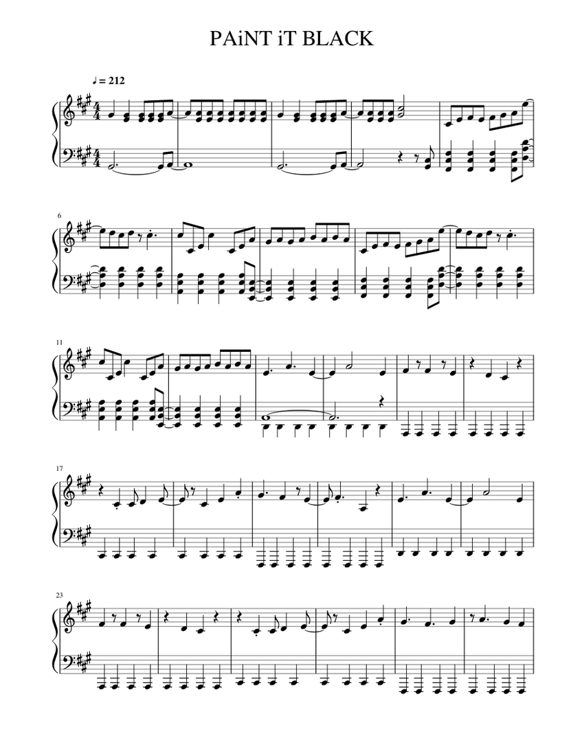 PAiNT iT BLACK Sheet music for Piano (Solo)