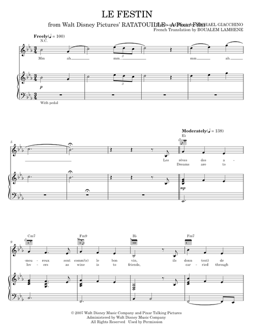 Le Festin (from Ratatouille) - Camille, Michael Giacchino, Ratatouille Movie (Piano-Vocal-Guitar)