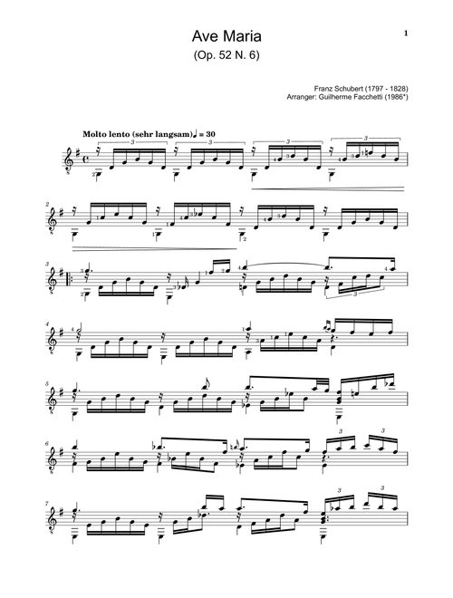 Ave Maria by F. Schubert – Arranged for Classical Guitar (Arr. Guilherme Facchetti) - Franz Schubert (Solo Guitar)