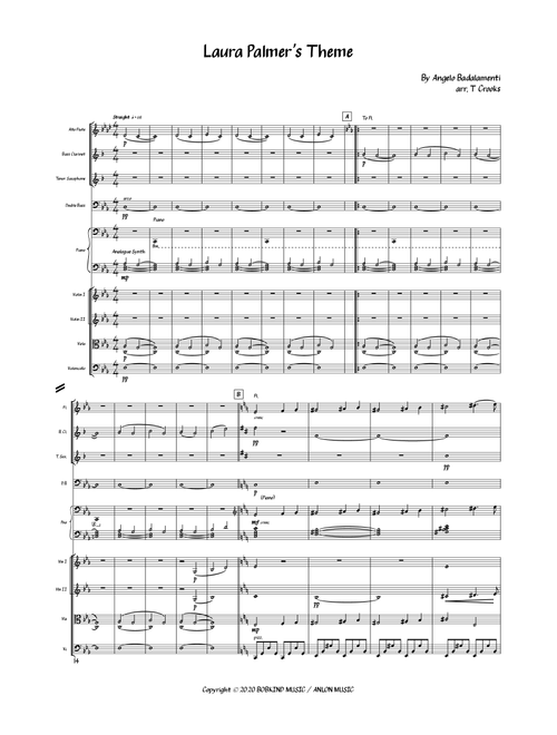Laura Palmer's Theme (Arr. T Crooks) - Angelo Badalamenti (Large Ensemble)