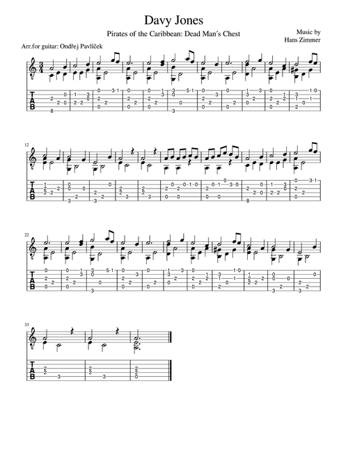 Davy Jones (Arr. Ondřej Pavlíček) - Hans Zimmer (Solo Guitar)