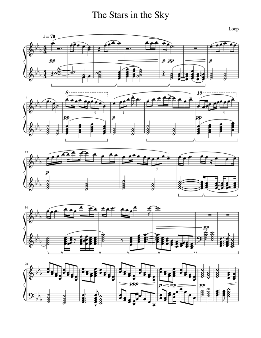 The Stars in the Sky Sheet Music for Piano (Solo) | MuseScore.com