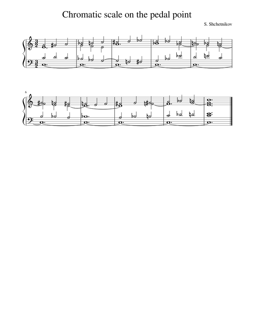 Chromatic scale on the pedal point Sheet Music for Piano (Solo) easy ...